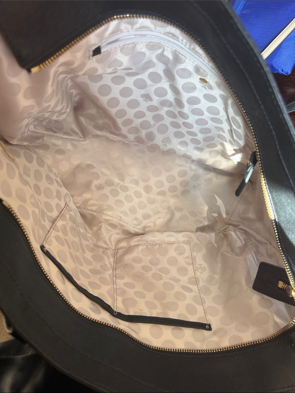 kate spade Black Leather Tote with Gold Logo Accent - Picture 3 of 3